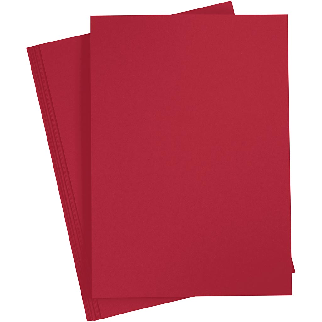 Gekleurd karton, a4, vel 210x297 mm, 180 gr, kerstrood, 20 vel 1 doos