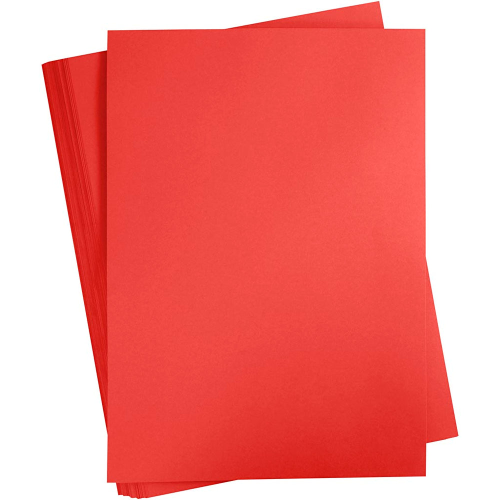 Gekleurd karton, a2, vel 420x594 mm, 180 gr, rood, 100 vel 1 doos