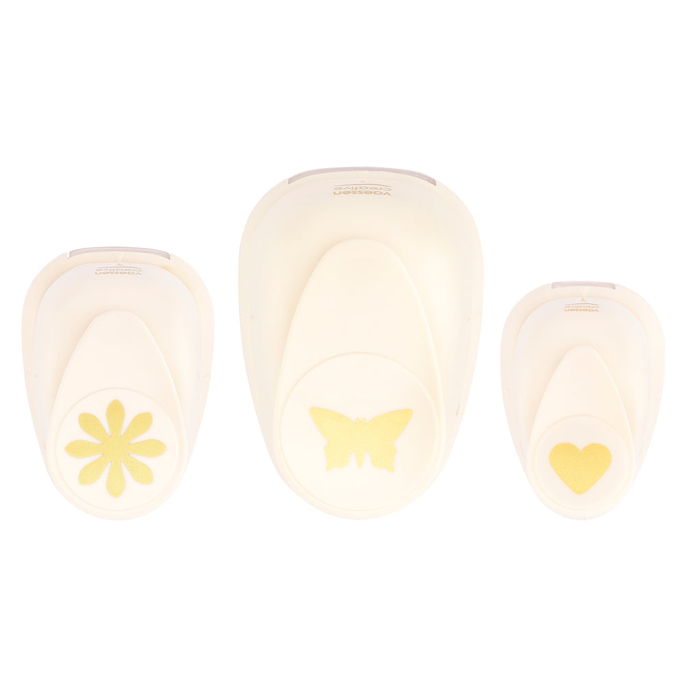 Vaessen creative • figuurpons set hart bloem vlinder 3st.
