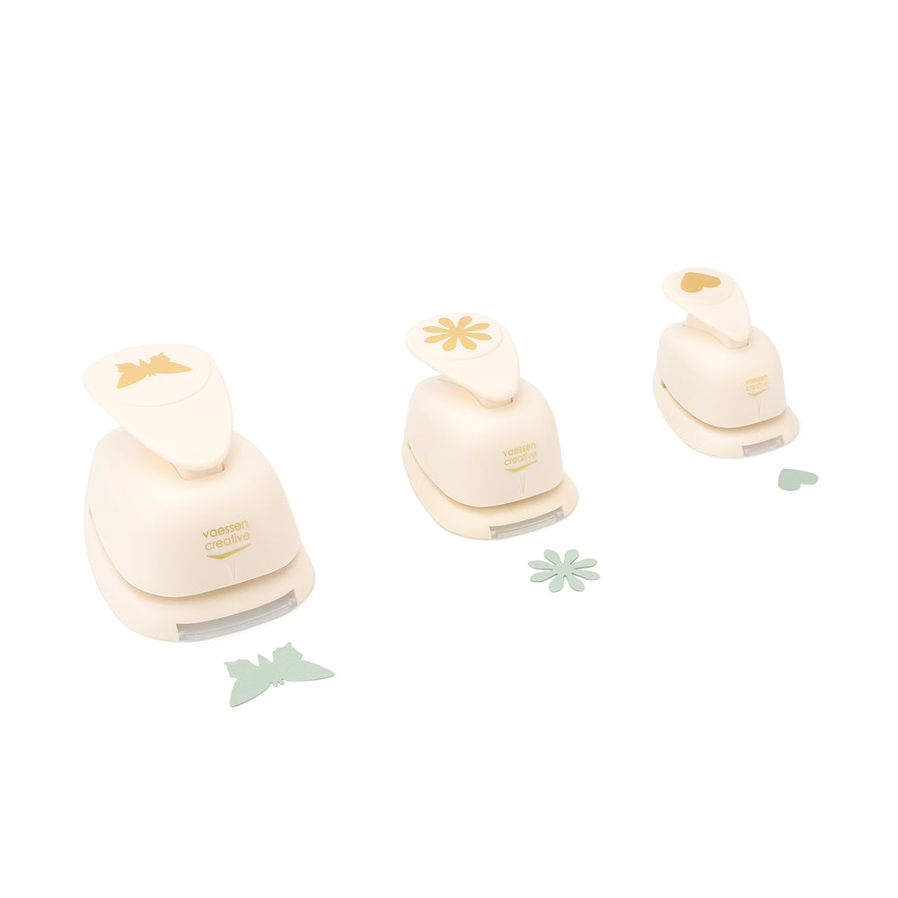 Vaessen creative • figuurpons set hart bloem vlinder 3st.