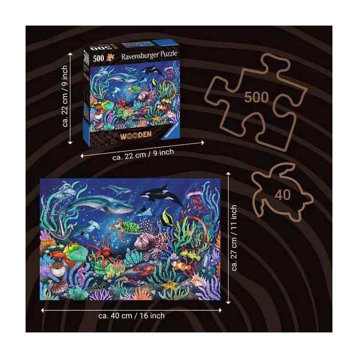 Ravensburger Houten Puzzel Onder de Zee, 500st.