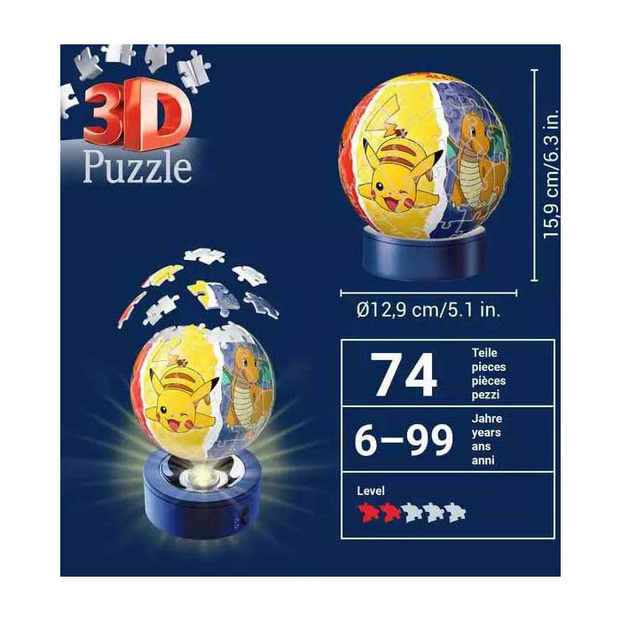 Ravensburger 3d puzzel pokémon nachtlamp, 72st.