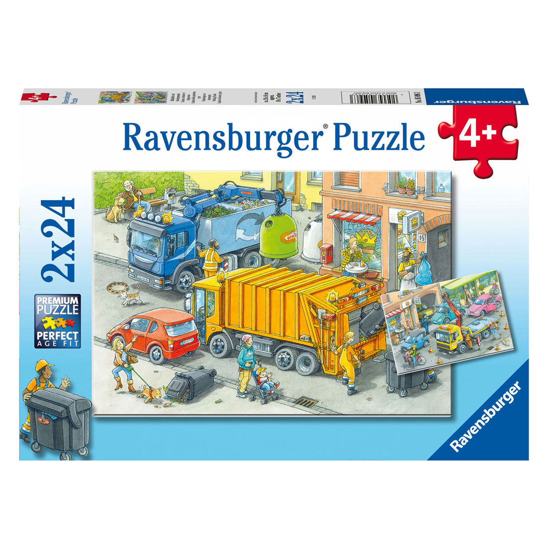 Ravensburger legpuzzel vuilniswagen en slaapwagen, 2x24st.