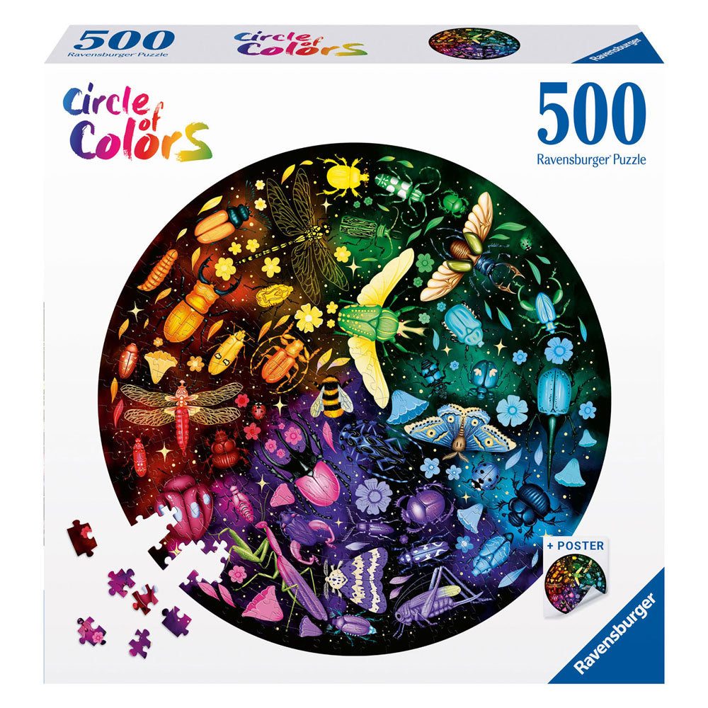 Ravensburger Jigsaw Puzzle Circle of Colors Insects, 500 Pieces.