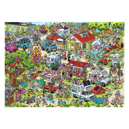 Ravensburger puzzel holiday resort 1 - camping cartoon legpuzzel 1000 stukjes.