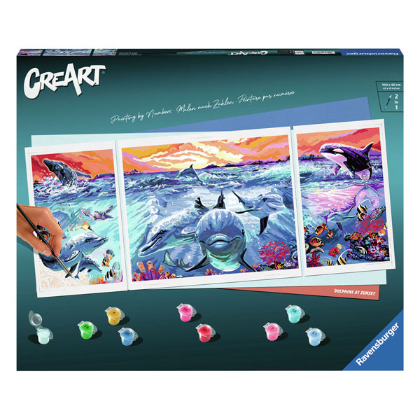 Ravensburger creart schilderen op nummer - dolfijnen bij zonsondergang