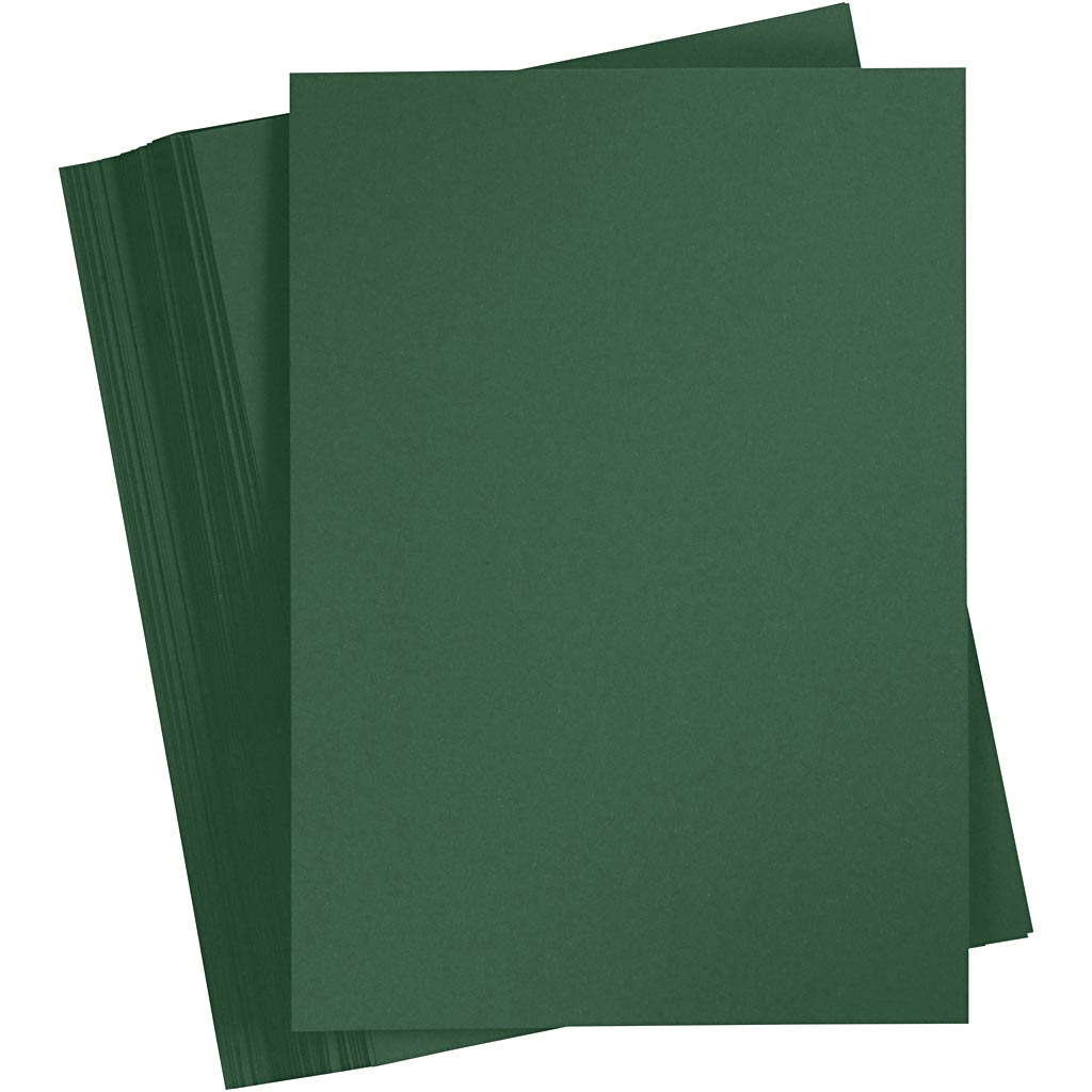 Gekleurd karton, a4, vel 210x297 mm, 180 gr, donkergroen, 100 vel 1 doos