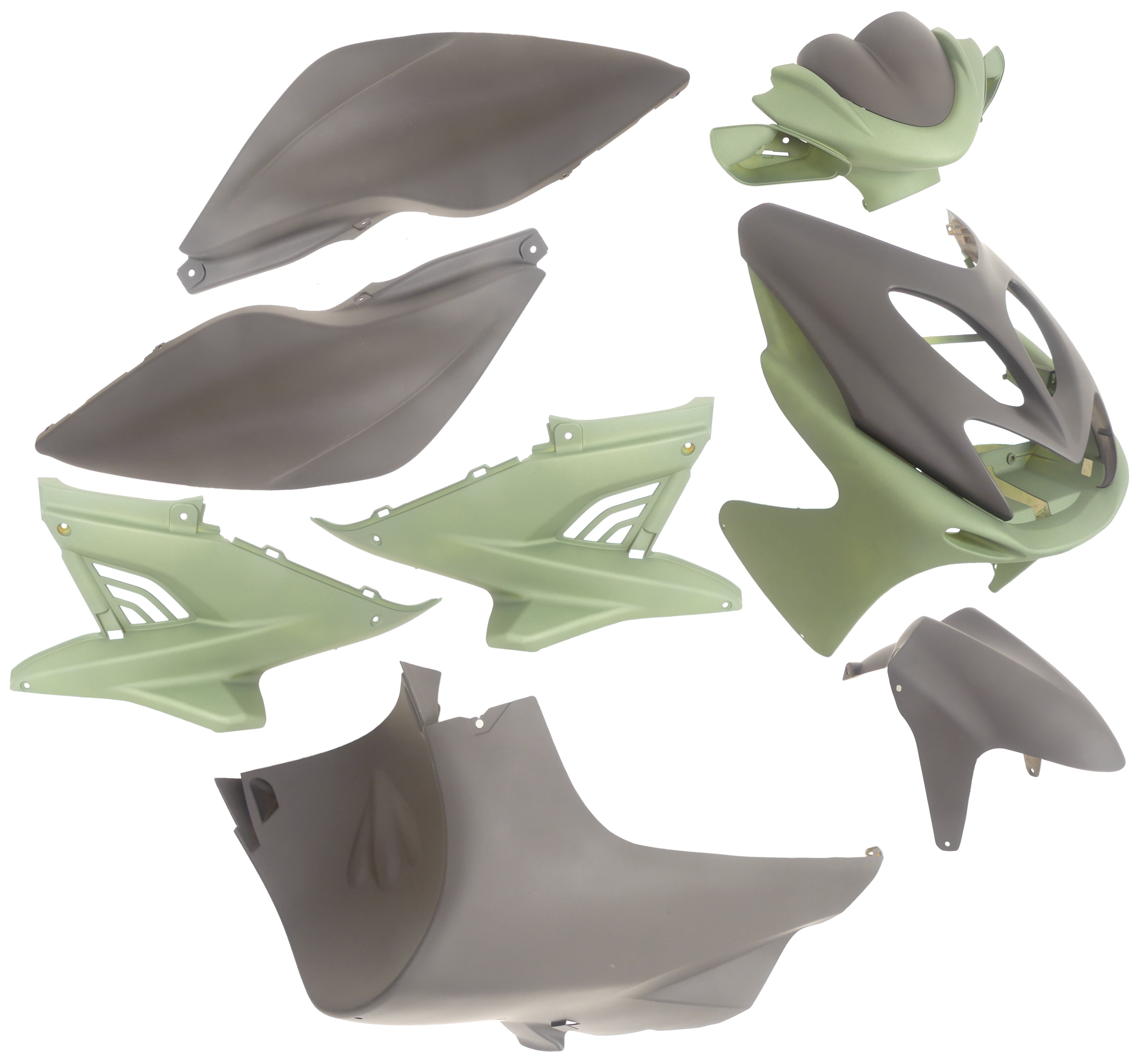 Plaatset 10-delig Yamaha Aerox tot bouwjaar 2014 - mat zwart mat groen