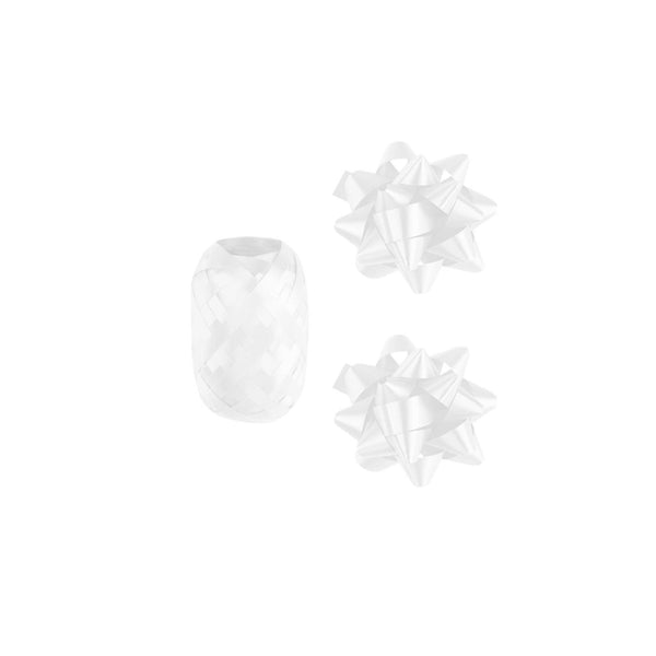Paperdreams cadeauversieringset - wit 2 strikken met 20 meter krullint