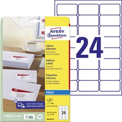 Avery huismerk j8159-25 inkjet printer etiket 63,5x33,9mm
