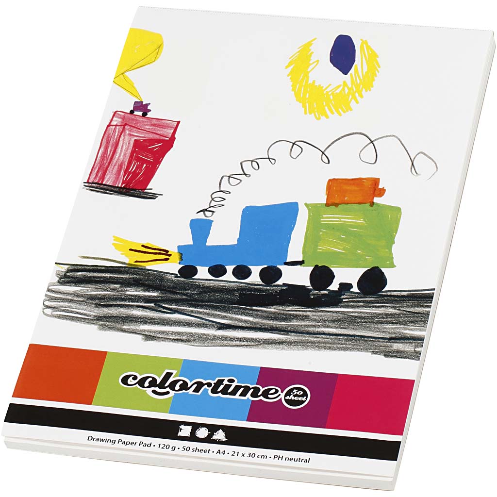 Creatief bedrijf tekenblok wit a4 120gr, 50 afgesloten