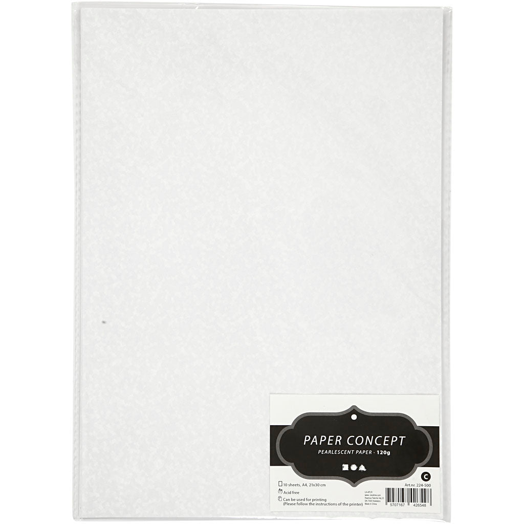 Creativ company parelmoerpapier a4 wit parelmoer 120 gram, 10 stuks