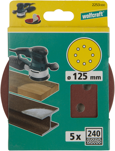 Wolfcraft hechtschuurschijven | k240 | geperforeerd | ø125mm | 5 stuks - 2253000