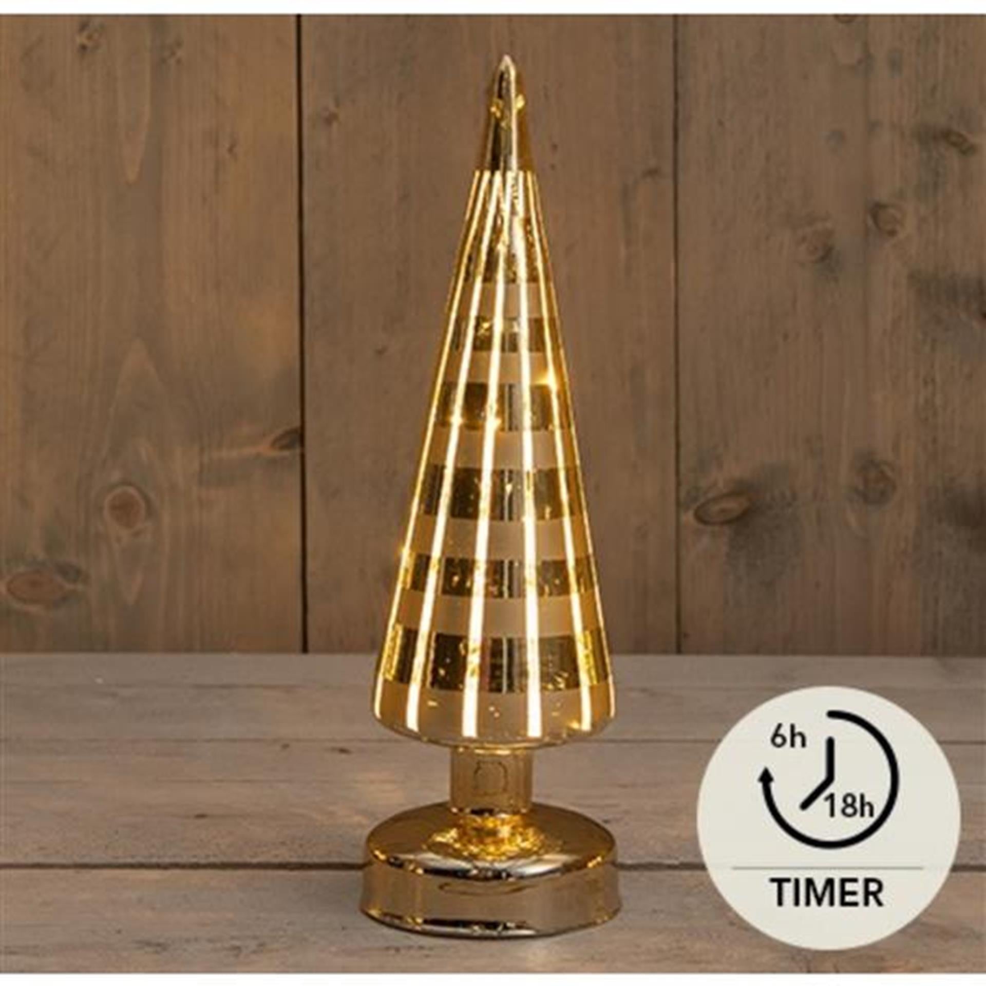 Anna's collection led kerstboompje glas ruit goud 9x30cm