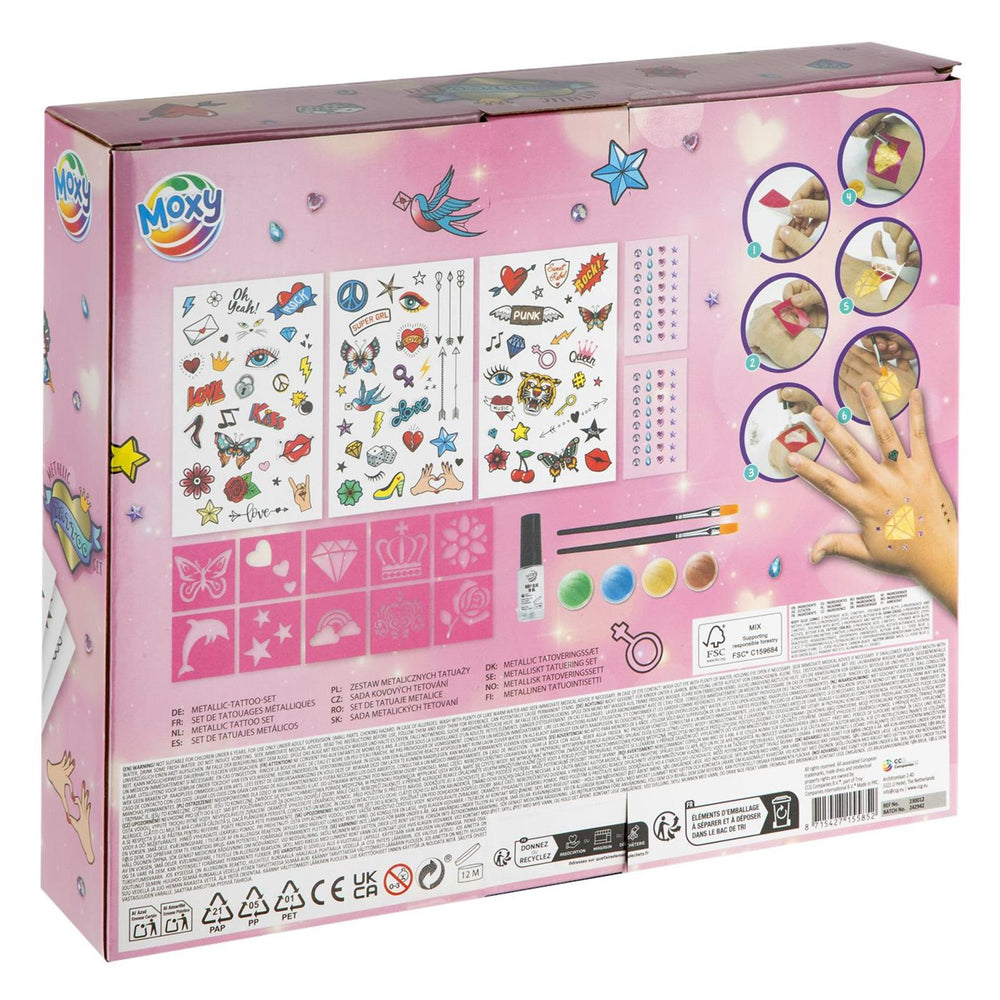 Moxy metallic tattoo set incl. stencils,