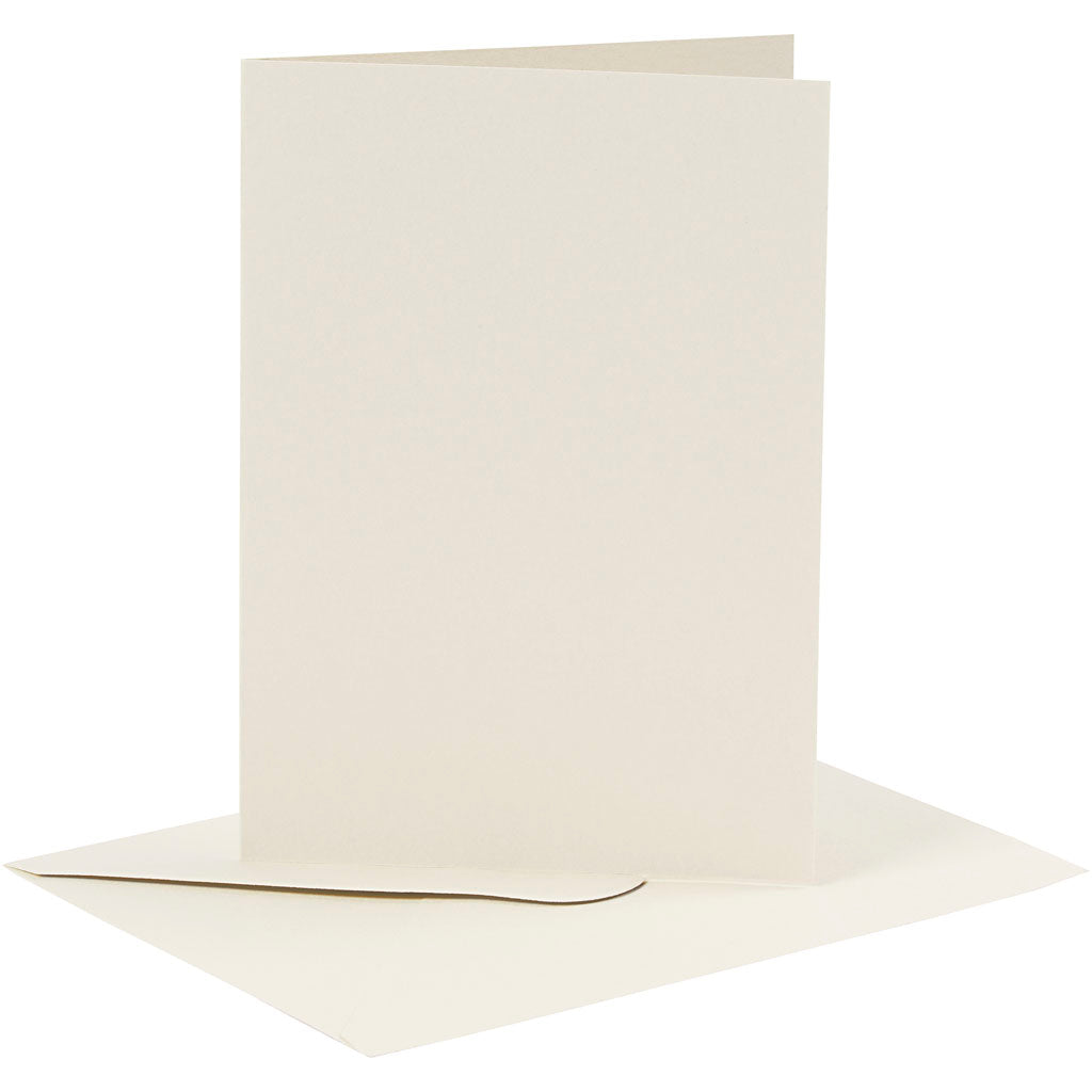 Kaarten en enveloppen, afmeting kaart 10,5x15 cm, afmeting envelop 11,5x16,5 cm, 110+230 gr, off-white, 6 set 1 doos