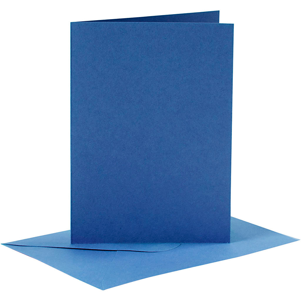 Kaarten en enveloppen, afmeting kaart 10,5x15 cm, afmeting envelop 11,5x16,5 cm, 110+220 gr, blauw, 6 set 1 doos