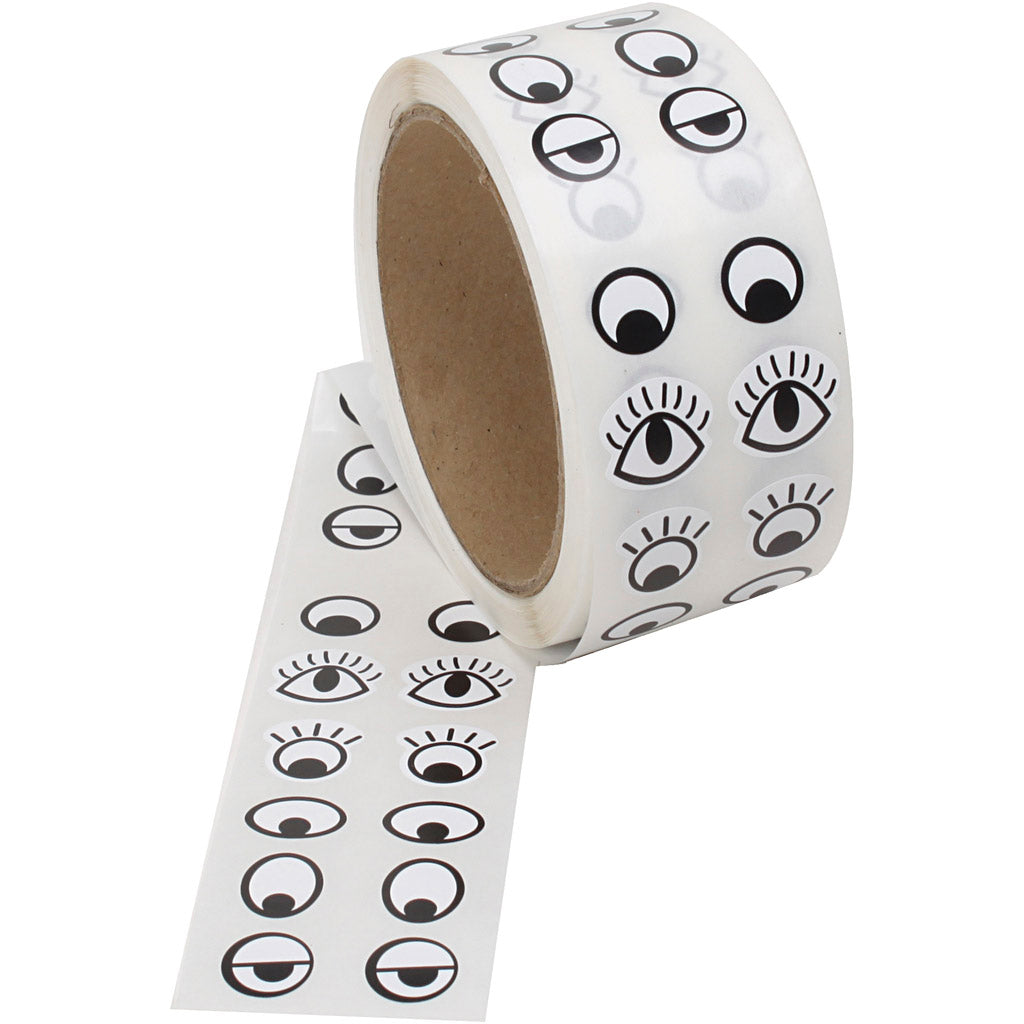 Creativ bedrijfssticker ogen zwart wit, 2000st.