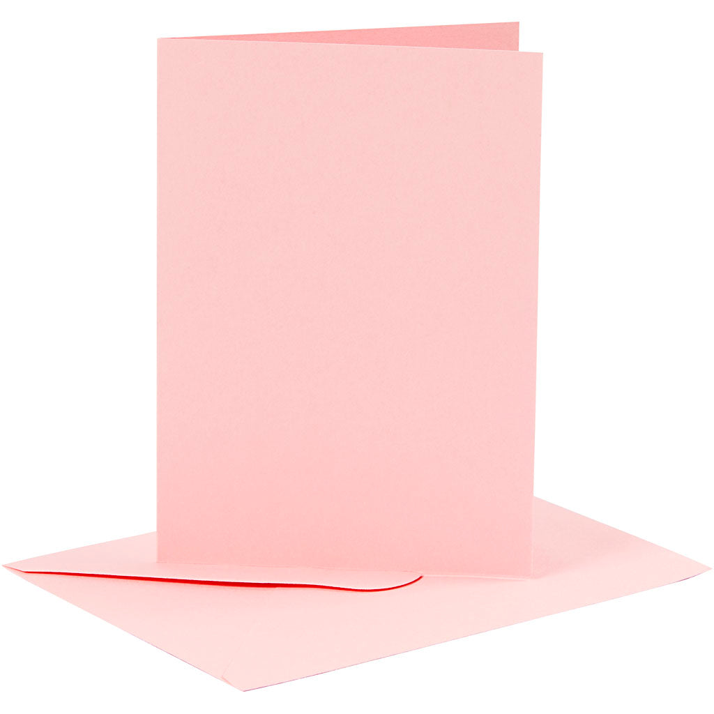 Kaarten en enveloppen, afmeting kaart 10,5x15 cm, afmeting envelop 11,5x16,5 cm, 110+220 gr, roze, 6 set 1 doos