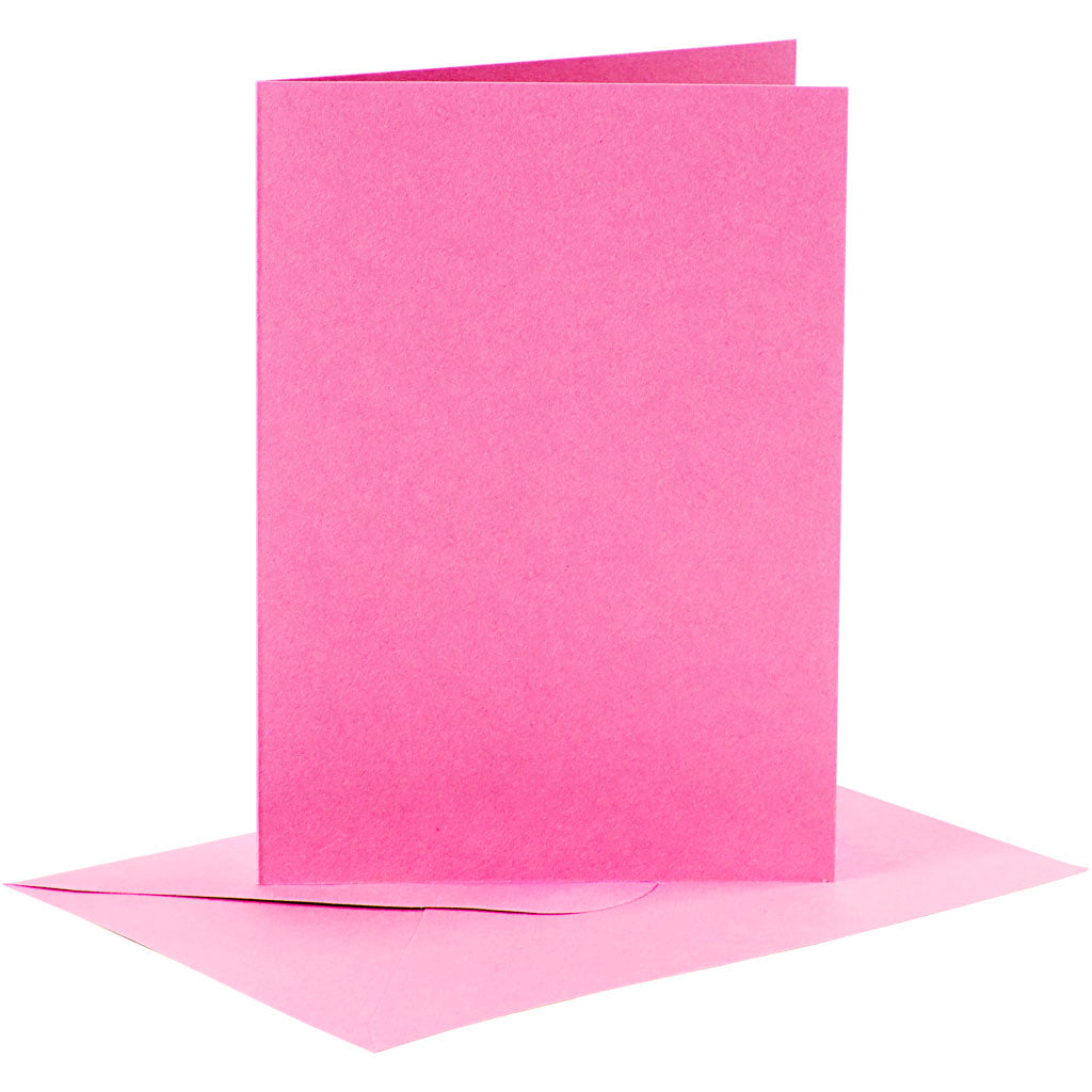 Kaarten en enveloppen, afmeting kaart 10,5x15 cm, afmeting envelop 11,5x16,5 cm, 110+220 gr, roze, 6 set 1 doos