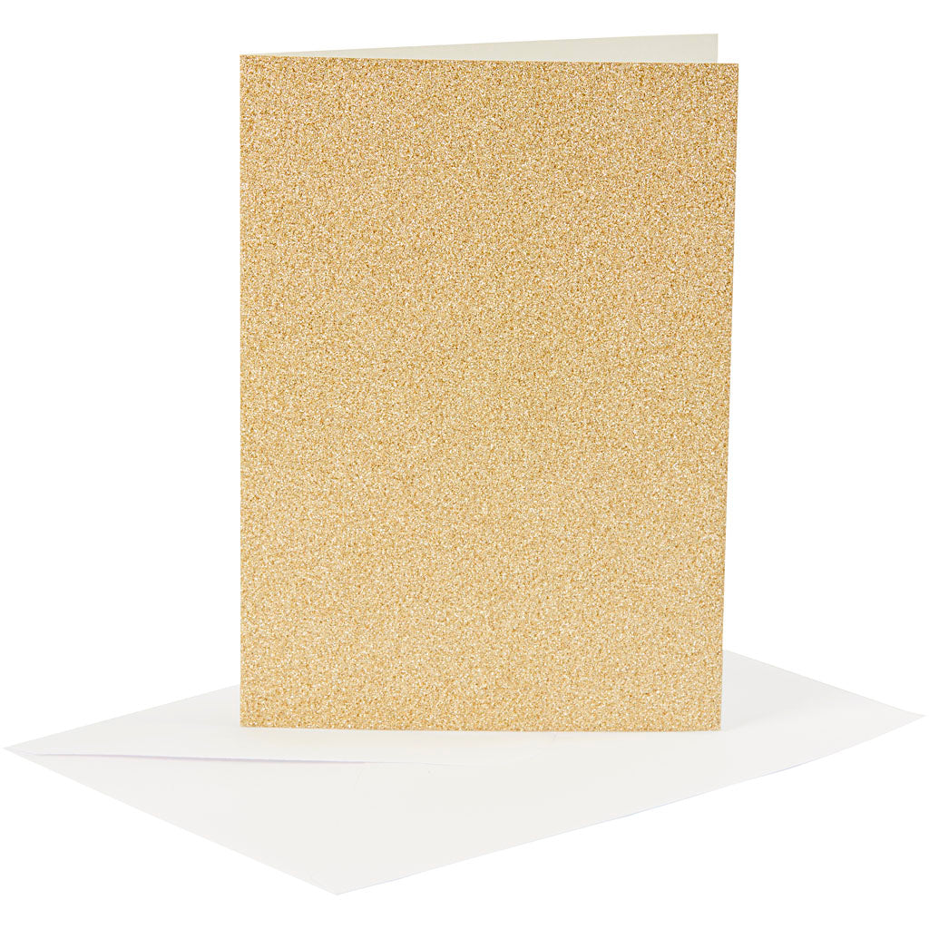 Creativ company kaarten en enveloppen 10,5x15cm glitter goud - 4st.