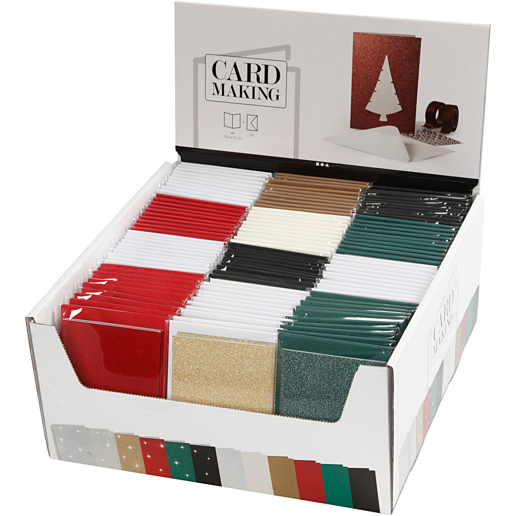 Kaarten en enveloppen, afmeting kaart 10,5x15 cm, afmeting envelop 11,5x16,5 cm, 12x10 doos 1 doos