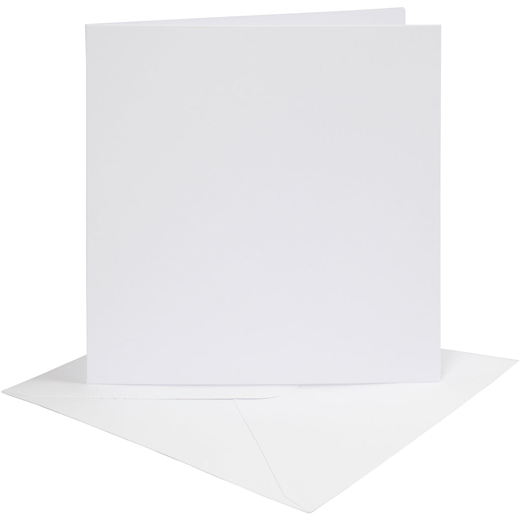 Kaarten en enveloppen, afmeting kaart 15,2x15,2 cm, afmeting envelop 16x16 cm, 230 gr, wit, 4 set 1 doos