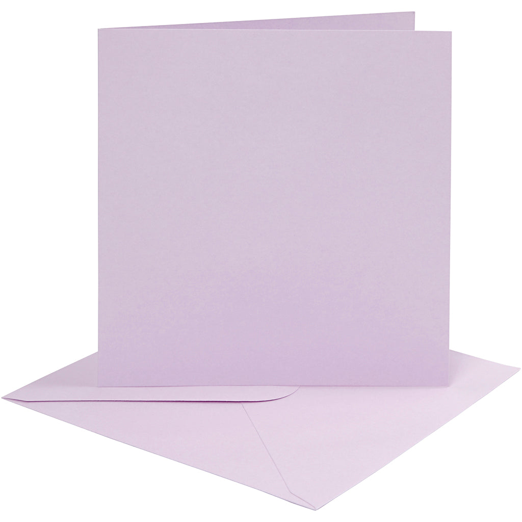 Creativ company kaarten en enveloppen, afmeting kaart 15,2x15,2 cm, afmeting envelop 16x16 cm, 210 gr, lichtpaars, 4 set 1 doos