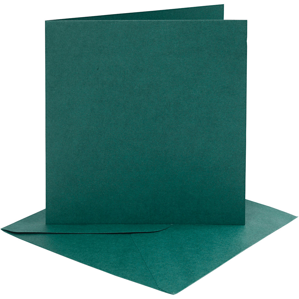 Kaarten en enveloppen, afmeting kaart 15,2x15,2 cm, afmeting envelop 16x16 cm, 230 gr, donkergroen, 4 set 1 doos