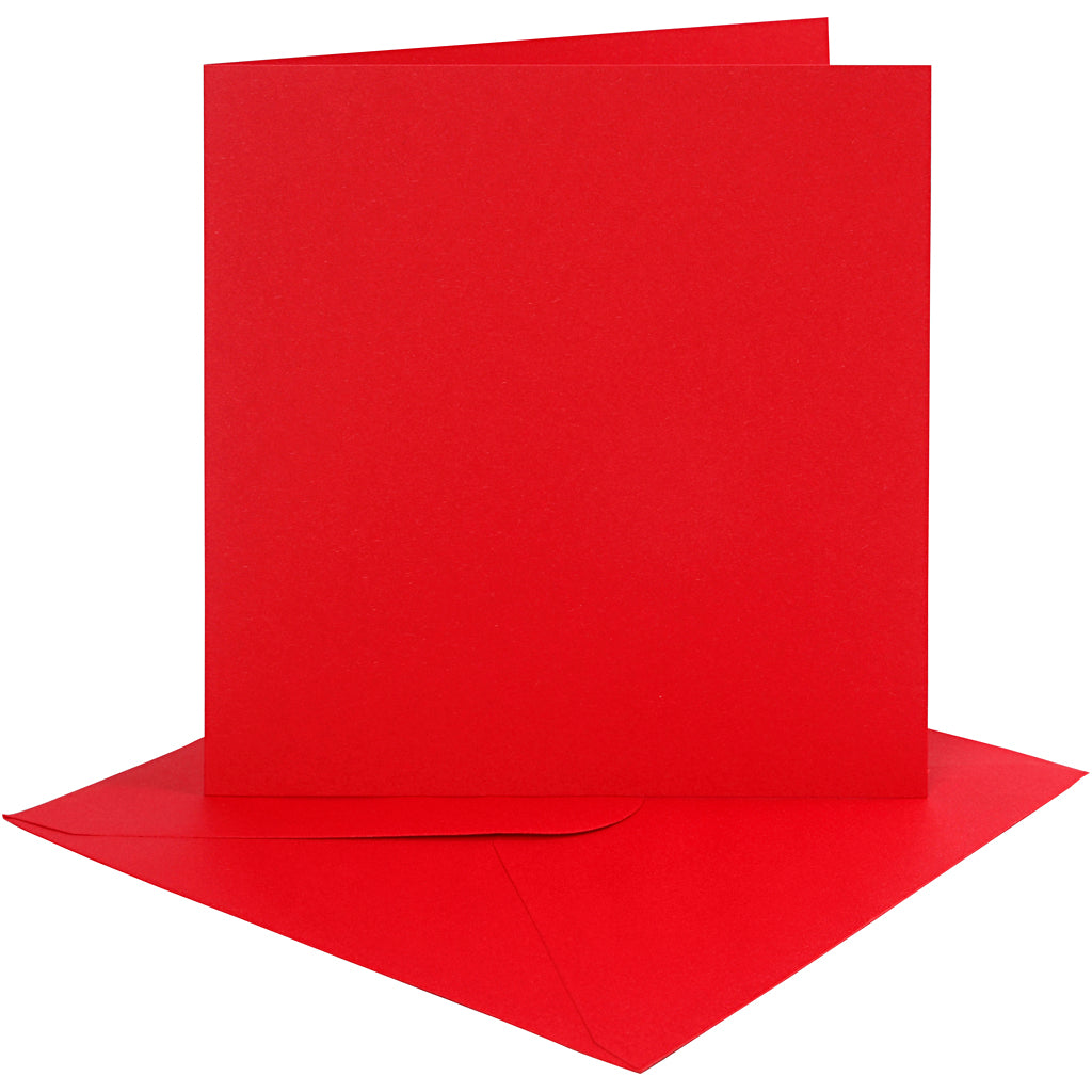Kaarten en enveloppen, afmeting kaart 15,2x15,2 cm, afmeting envelop 16x16 cm, 230 gr, rood, 4 set 1 doos