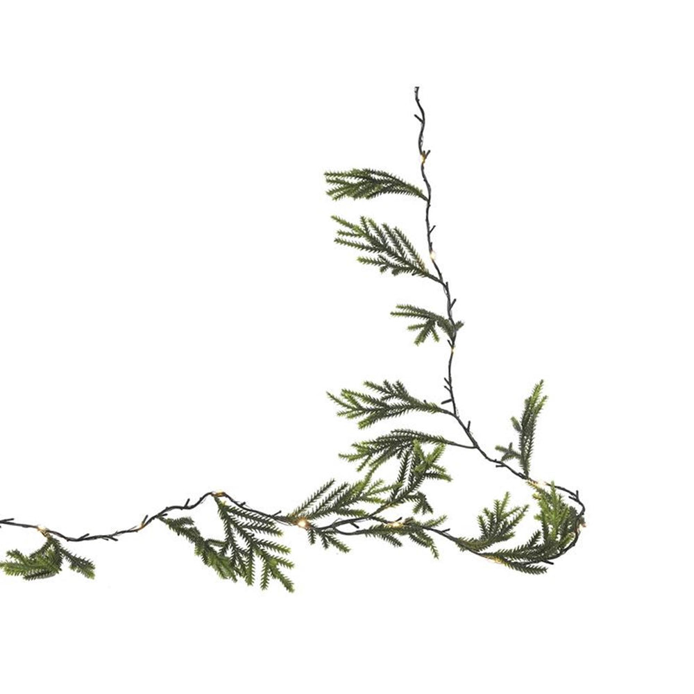 Svenska living guirlande conifer green 20led 190cm 2xaa
