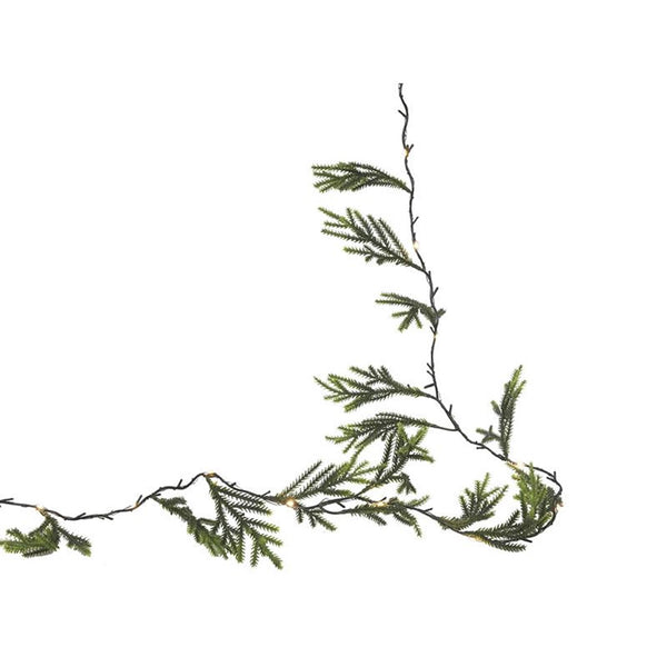Svenska living guirlande conifer green 20led 190cm 2xaa