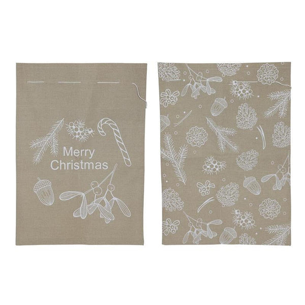 Svenska living geschenkzak kerst jute look witte print 50x70cm