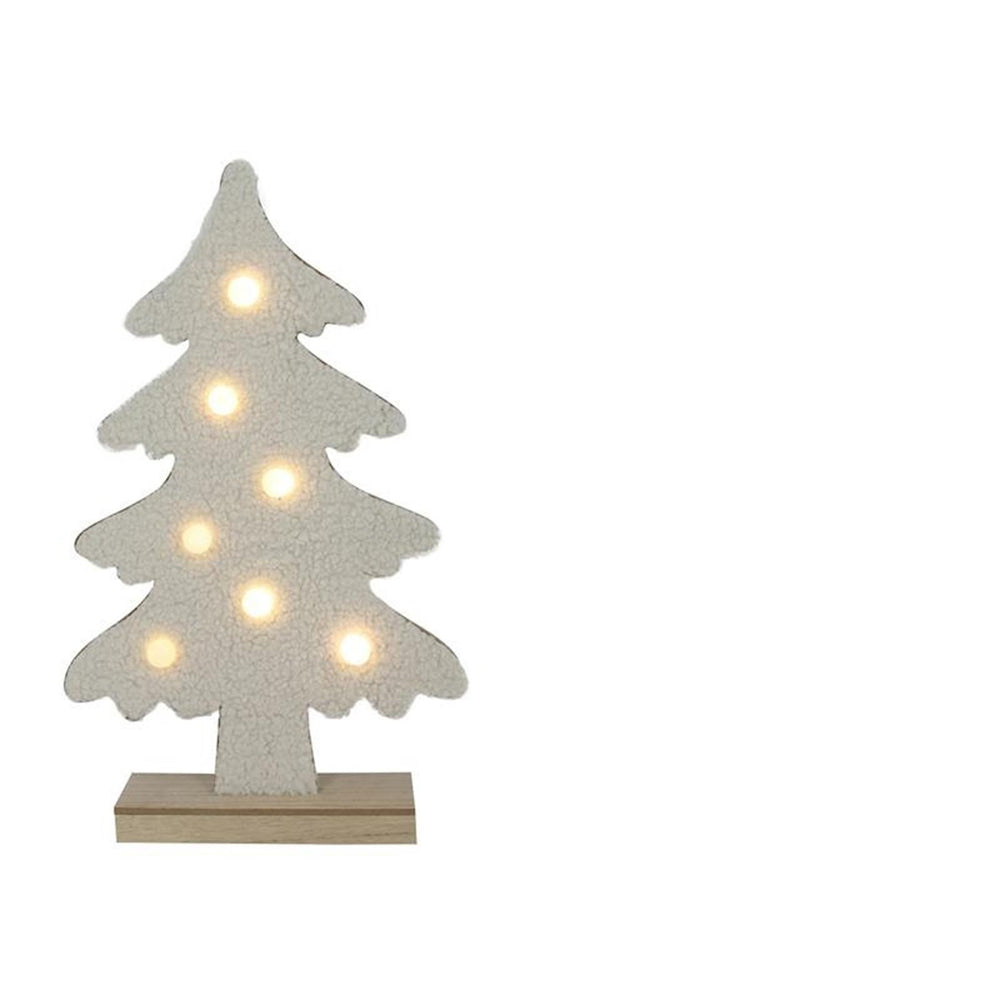 Svenska living kerstboom terry vilt 7xled bolletjes creme h45xb27cm, 2xaaa excl