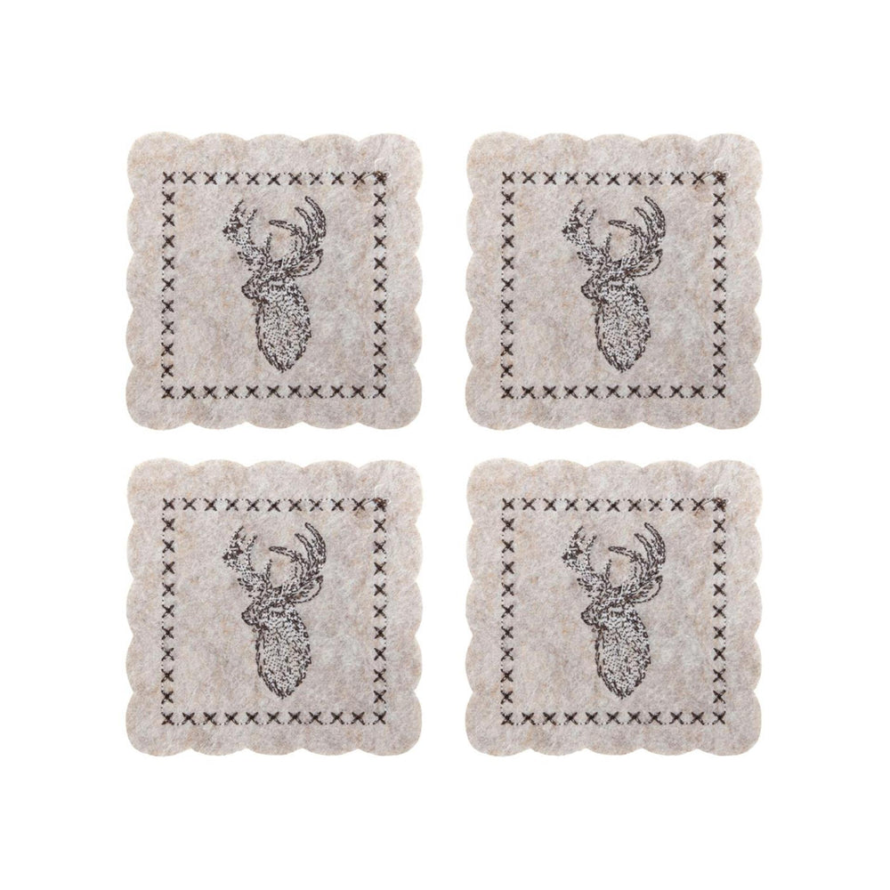 Svenska living onderzetter rendier vilt beige set a 4 stuks 10cm