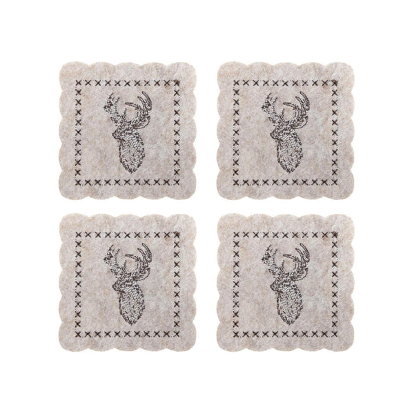 Svenska living onderzetter rendier vilt beige set a 4 stuks 10cm