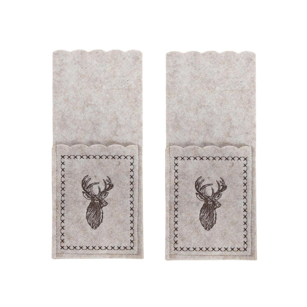 Svenska living bestekzakje rendier vilt beige set a 2 stuks 23x10cm