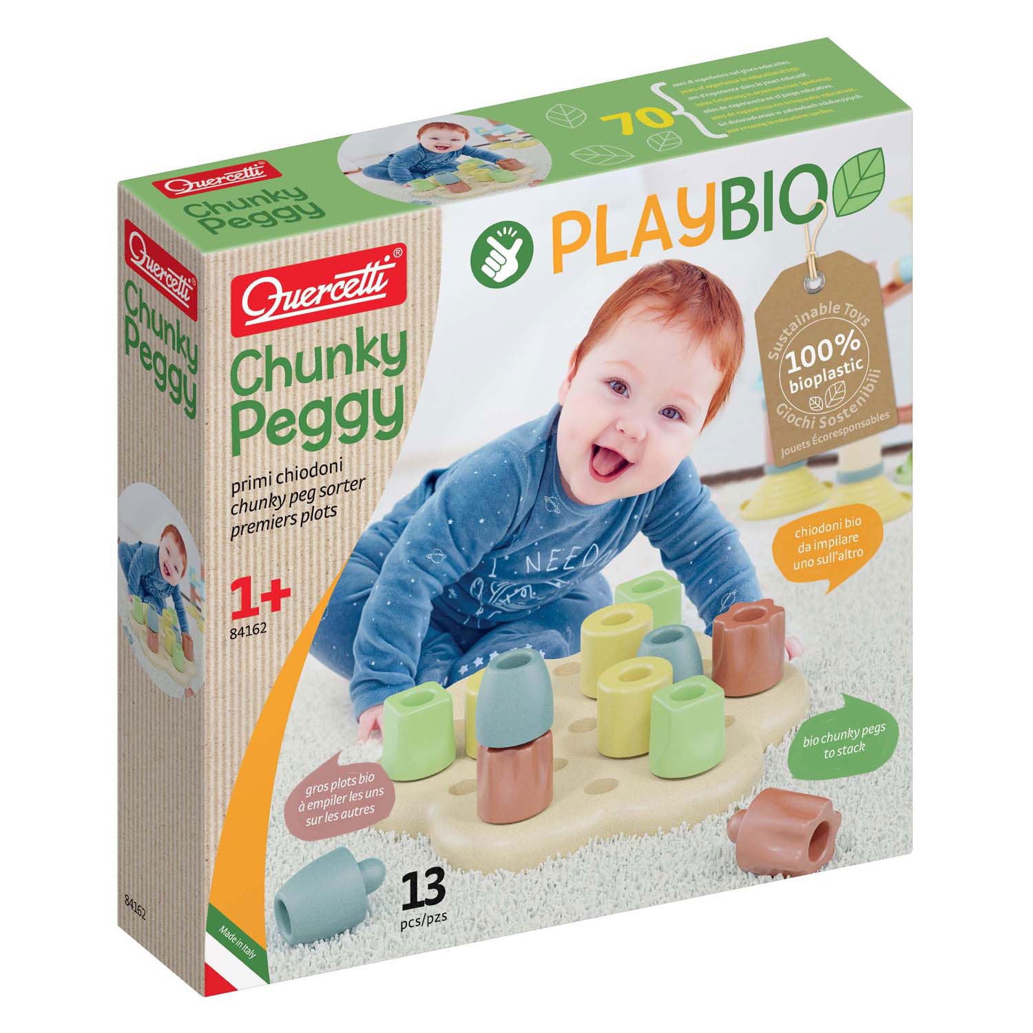 Quercetti playbio maxi insteekpinnen, 13dlg