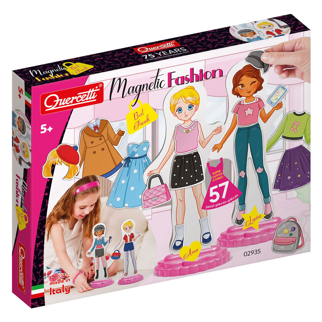 Quercetti magnetische mode aankleedpop best friends - 57dlg.