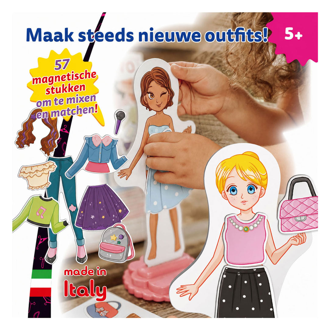 Quercetti magnetische mode aankleedpop best friends - 57dlg.