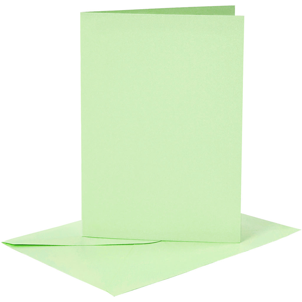 Kaarten en enveloppen, afmeting kaart 10,5x15 cm, afmeting envelop 11,5x16,5 cm, 120+210 gr, lichtgroen, 6 set 1 doos