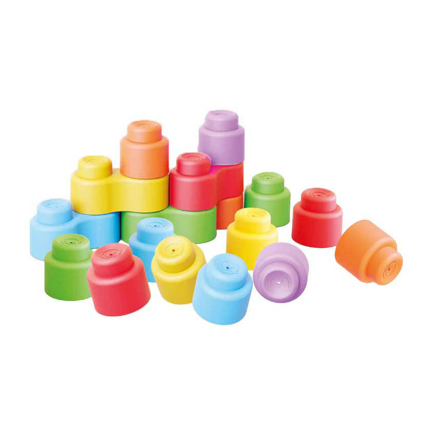 Quercetti bouwblokken momy soft - 28 stuks - kleurrijk baby speelgoed.