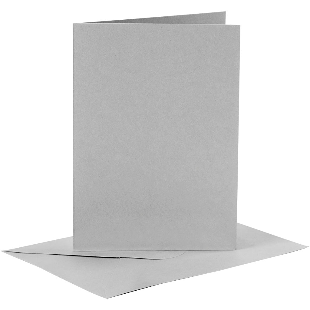 Kaarten en enveloppen, afmeting kaart 10,5x15 cm, afmeting envelop 11,5x16,5 cm, 120+210 gr, grijs, 6 set 1 doos