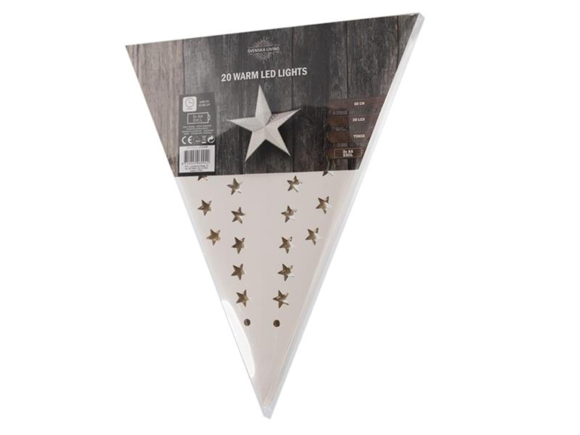 Snowflake kerstster papier 60cm wit 20warmled