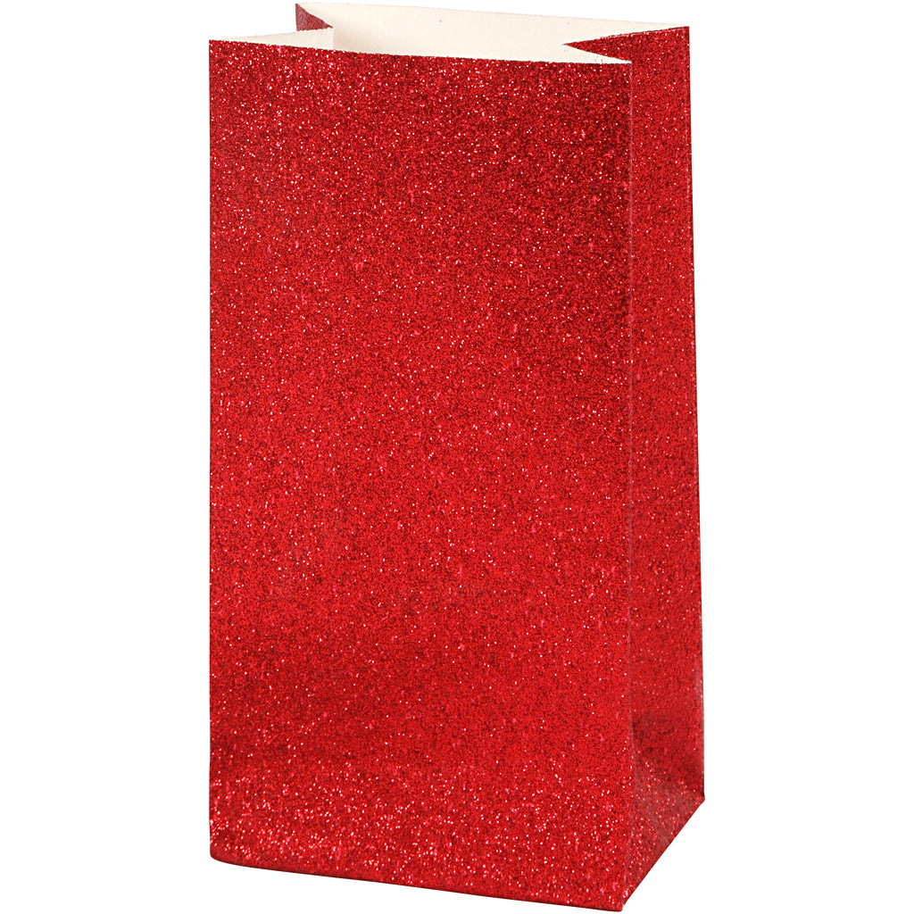 Papieren zakken, h: 17 cm, afm 6x9 cm, 200 gr, rood, 8 stuk 1 doos
