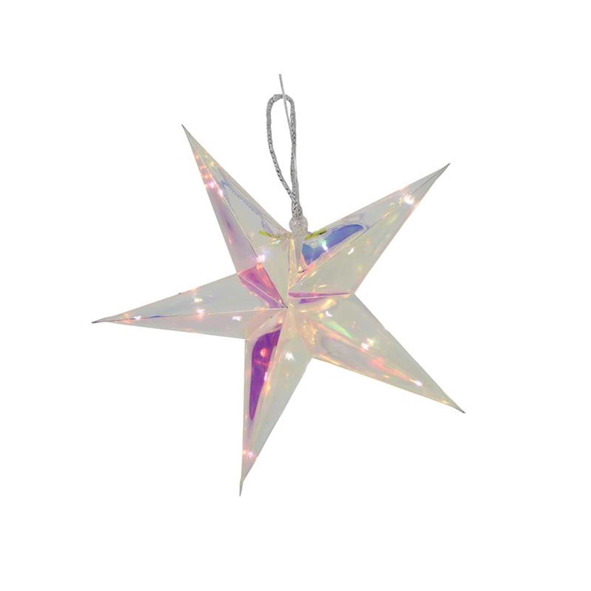 Svenska living ster34cm 15led timer 2xaa iriserend