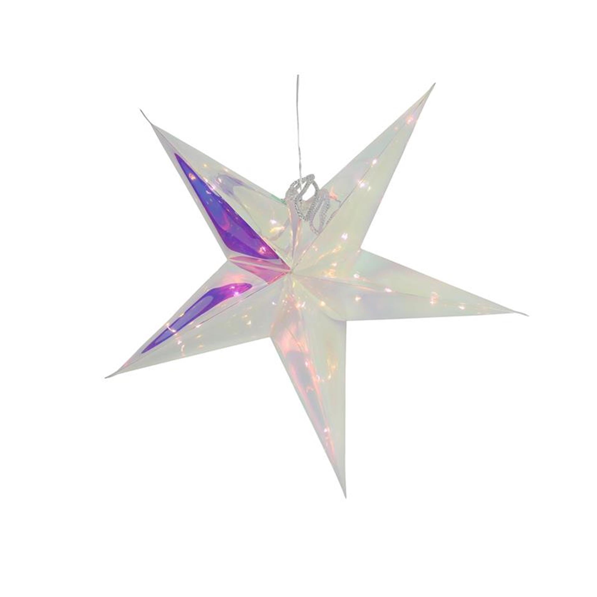 Svenska living ster irisé 53cm 20led timer 2xaa
