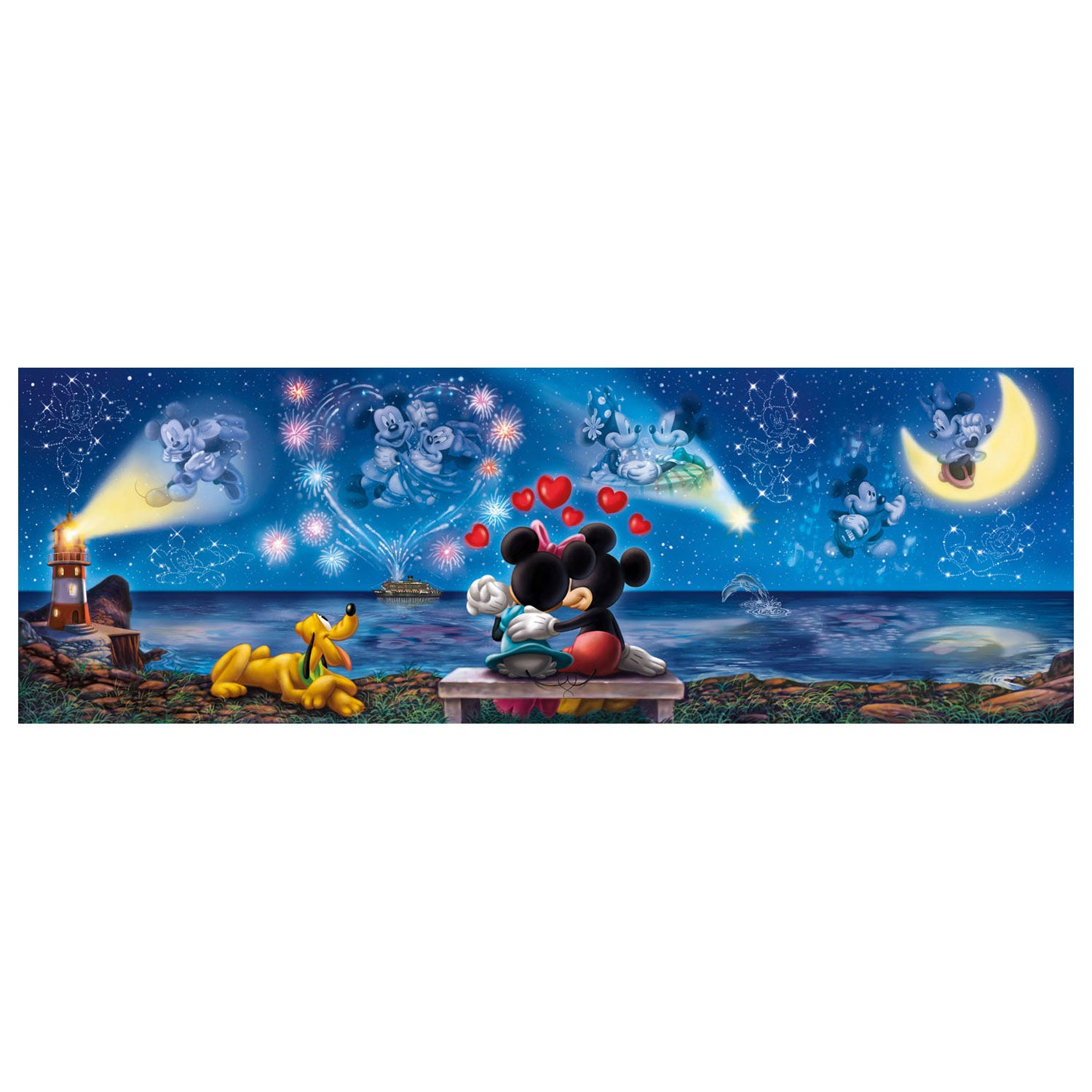 Disney clementoni panoramapuzzel mickey minnie, 1000st.