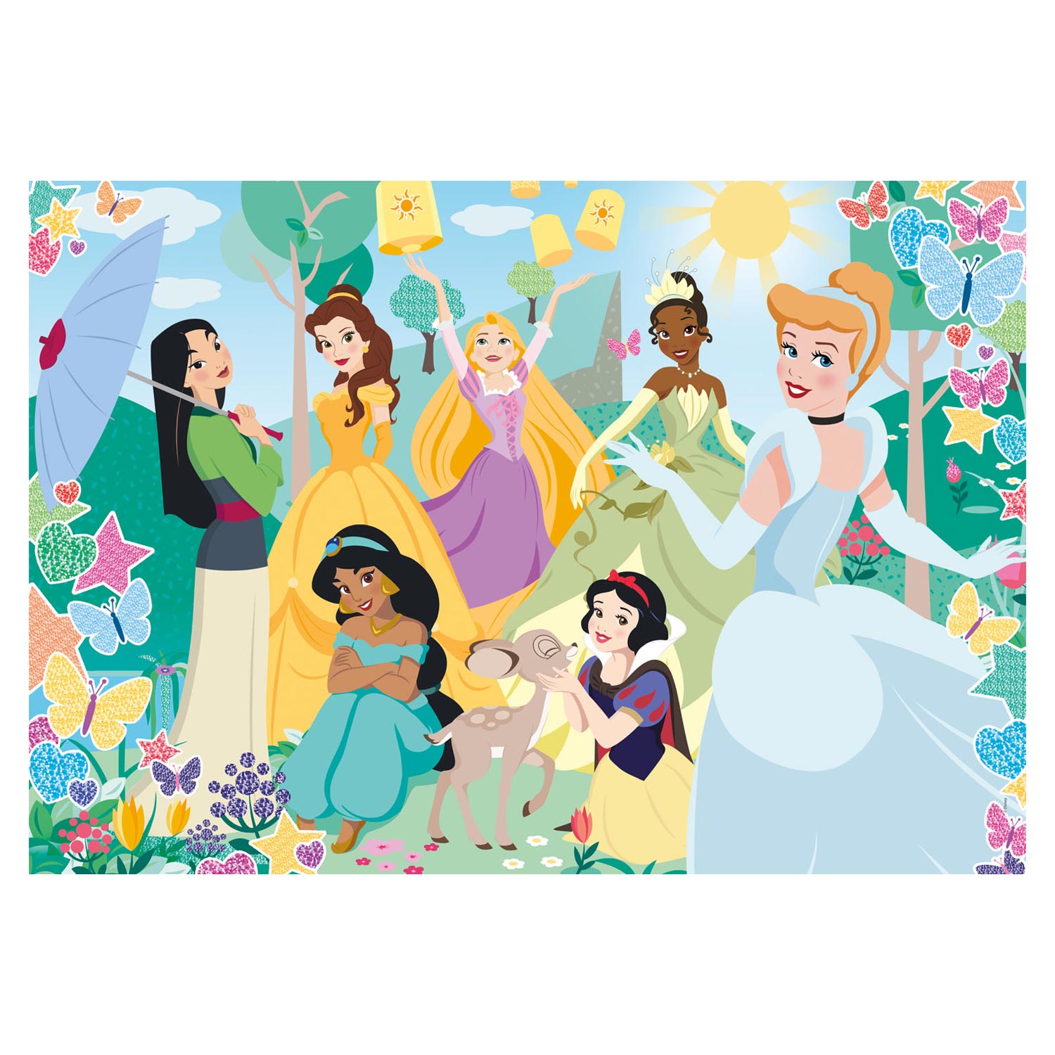 Clementoni glitter puzzel disney prinses, 104st.