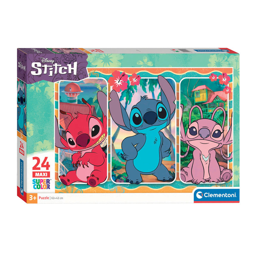 Clementoni legpuzzel super kleur maxi disney stitch, 24st.